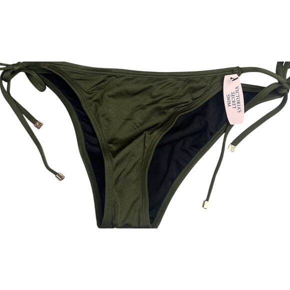 NWT Victoria's Secret The Skimmy Green Swimsuit String Bikini Bottom Medium M - Picture 1 of 5